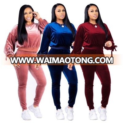 Blank custom ladies 2 piece jogging suits wholesale